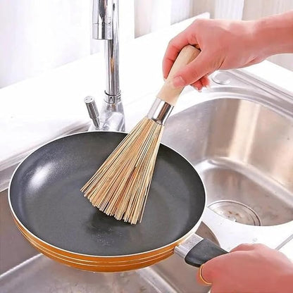 2 Pack Natural Bamboo Wok Brushes,Bamboo Kitchen pan Brush,Kitchen Cleaning Brush,for Cleaning Dishes, Sink