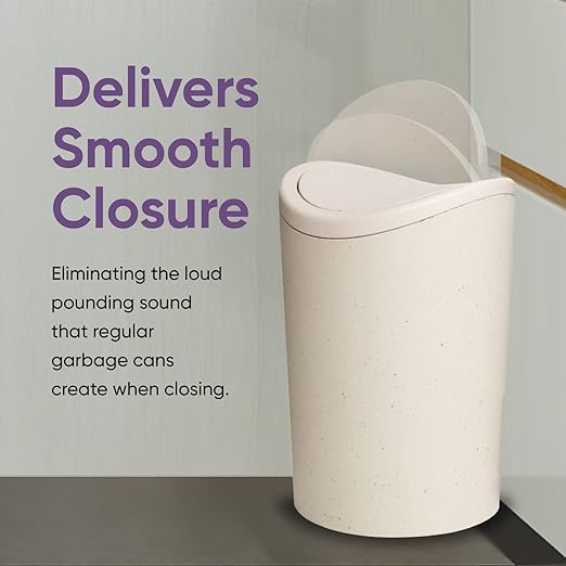 Superio Small Bathroom Trash Can with Lid, Modern White Mini Waste Bin with Swing Lid (1 1/2 Gallon, 6 Liter) Plastic Garbage Can for Kitchen, Bathroom, Bedroom, Office, Under Desk (2, Ecohome)