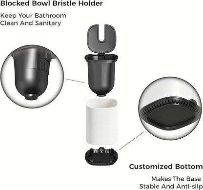 Toilet Brush and Holder Set Toilet Bowl Brush Stainless Steel Automatic Open lid Toilet Bowl Cleaner Brush Set Toilet Scrubber Kit Toilet Cleaning Brush for Bathroom