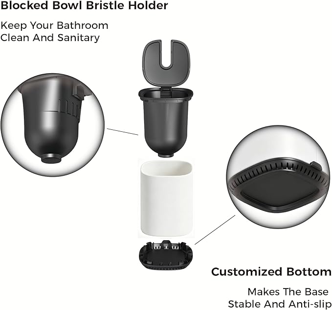 Toilet Brush and Holder Set Toilet Bowl Brush Stainless Steel Automatic Open lid Toilet Bowl Cleaner Brush Set Toilet Scrubber Kit Toilet Cleaning Brush for Bathroom
