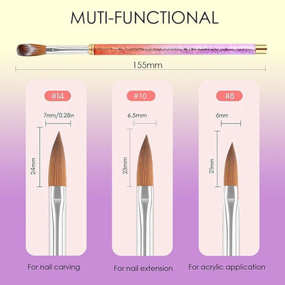 Nail Art Clean Up Brushes,3PCS Soft Cleaner Brush with Cute Fruit Design for Makeup Application, Flat/Oval/Fine Angled Gel Nail Brushes,Nail Art Tools for Cleaning Polish Mistakes on the Cuticles