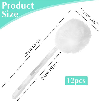 12 Pack Toilet Bowl Brush Soft Swab, 11 Inch Toilet Bowl Mops Cotton, White Reusable Long Plastic Handled Cleaners Scrubber Mop with Silk Cotton for Toilets, Sink, Bathtub, Without Cone Cup