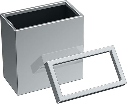 Gatco Small Bathroom Trash Can with Lid, Rectangle 3 Gallon Stainless Steel Wastebasket, Under Sink, Chrome, for Bathroom, Bedroom, Office (1916)