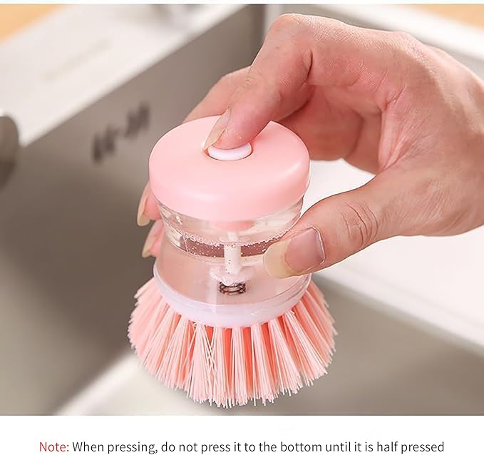 Dish Brush with Soap Dispenser, Dish Scrubber with Soap Dispenser with Comfortable Holder for Pot Pan Sink Cleaning, Dish Scrubber Brush, Soap Dispensing Dish Brush, 1pack, Green