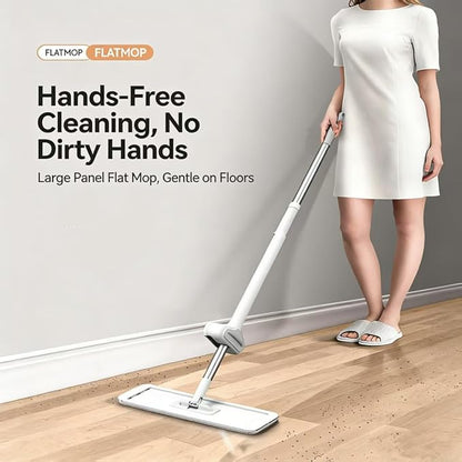 Wet Dry Flat Microfiber Mop for Hardwood Floors, 6 Washable Pads Included, 360° Swivel Mop for Home Kitchen Tile & Laminate Floors