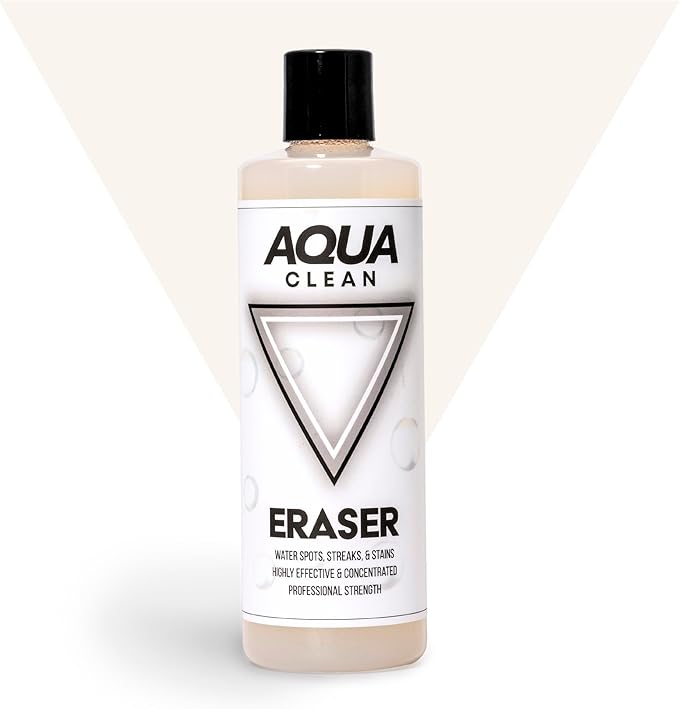 AquaClean ERASER: Professional-Grade Hard Water Spot Remover - Stubborn Stains, Mineral Deposits, and Calcium Buildup - Restore Shine and Clarity - 16oz Bottle