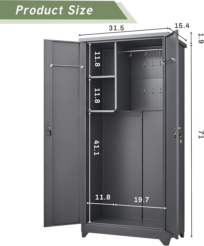Outdoor Storage Cabinet,Garden Storage Cabinet with Sloping Roof and Waterproof Coating,Metal Storage Cabinets with Lockable Doors for Backyard,Lawn,Dark Gray