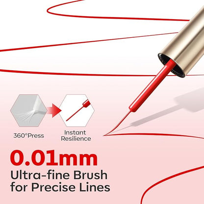 modelones Red French Tip Liner Gel Polish, 15 ML Bright Apple Red Valentine's Day Nail Art Paint Swirl with Ultra Fine Line Brush Soak Off U V DIY Home Salon Professional Manicure Gift for Women