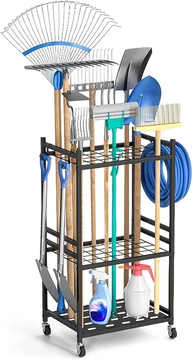 Garden Tool Organizer for Garage,Broom Holder,Freestanding Organizers and Storage UP to 35 Tools