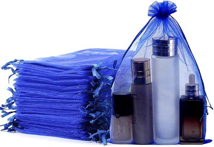 Meowoo 100PCS Organza Bags, 8x12in Small Mesh Bags Drawstring, Mesh Gift Bags Drawstring for Jewelry, Candy, Christmas, Sachets, Bathroom Soaps, Makeup Organza, Wrapping Supplies(Preciousblue)