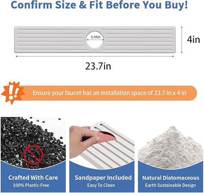 Kitchen Faucet Mat, Diatomite Sink Faucet Mat Splash Guard for Kitchen, Water Absorbing Stone Tray for Sink, Quick Drying Faucet Mat for Kitchen Sink, Absorbent Stone Drying Tray for Bathroom Counter