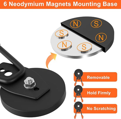ENUODA Strong Magnetic Hooks Heavy Duty Upgraded Magnetic Tool Holder Rare Earth Magnets with Hooks for Hanging Wreath, Garden Tool, Toolbox, Shovel, Broom, Garage, Tool Chest, Organization, 4PCS