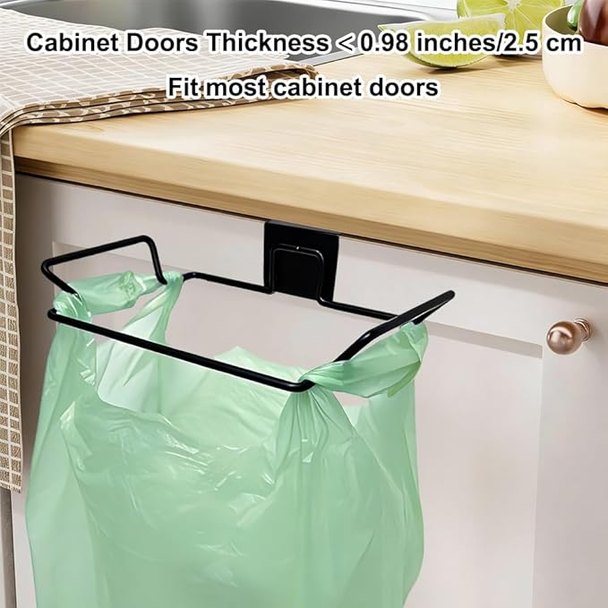 Stainless Steel Cabinet Door Paper Towel Holder and Trash Bag Holder for Kitchen Cabinets Doors and Cupboards, Under Sink Paper Towel Storage and Garbage Bag Holder