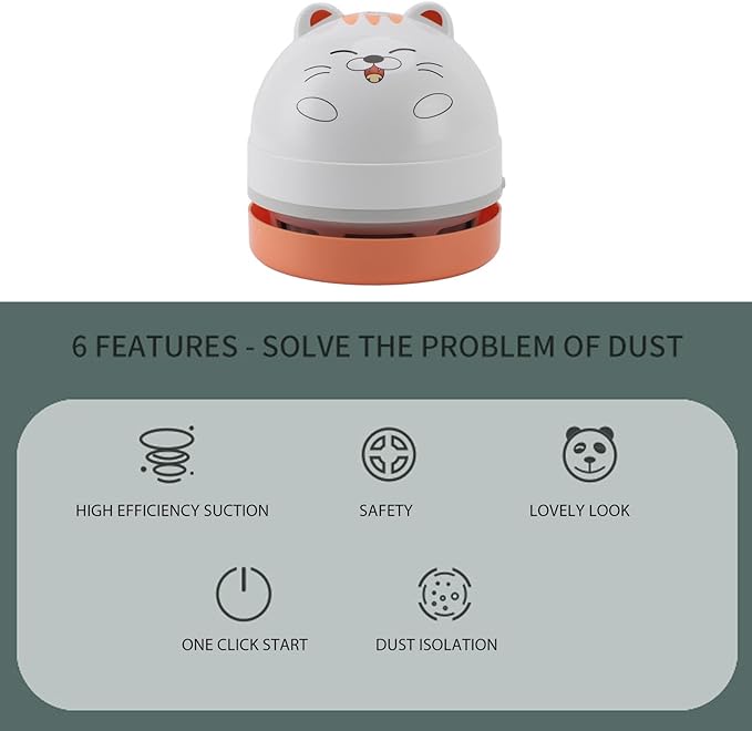 Mumusuki Mini Desktop Vacuum Cleaner AA Battery Powered,Handheld Portable Cordless Vacuum Cleaner, Ideal for Desk, Home, Car (Cat), Mumusukifwna3u7k25-13