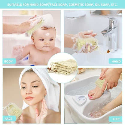 5 Pack Soap Saver Bag Exfoliating Soap Saver Pouch Shower Soap Bag Mesh Bar Natural Sisal Exfoliating Soap Pouch for Bath and Shower Soap Bags with Drawstring Plastic-free Foaming and Drying Soap Bag