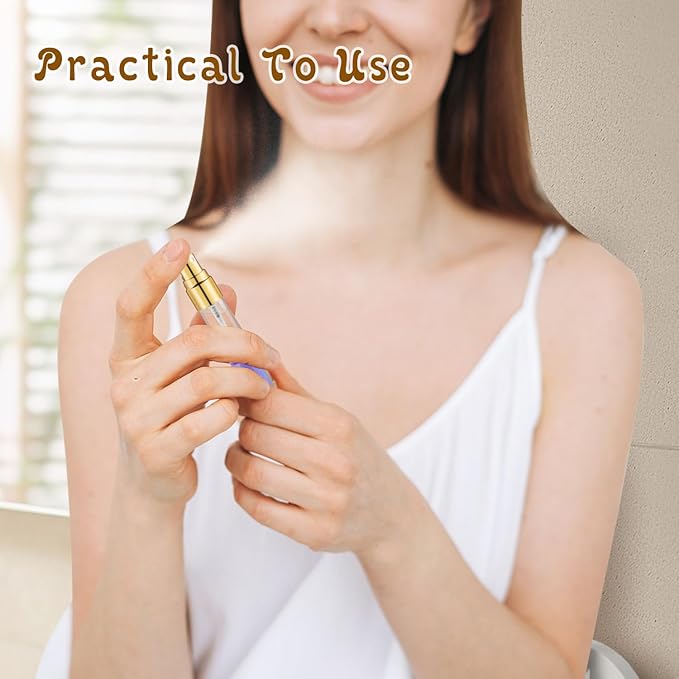 50 Pcs 10ml/0.34oz Fine Mist Glass Bottle Mini Transparent Spray Vials Empty Refillable Perfume Bottles for Cosmetic Perfume Liquid Sample DIY Sprays - Gold Lids