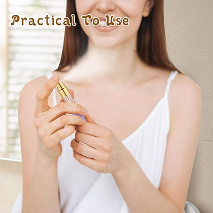50 Pcs 10ml/0.34oz Fine Mist Glass Bottle Mini Transparent Spray Vials Empty Refillable Perfume Bottles for Cosmetic Perfume Liquid Sample DIY Sprays - Gold Lids