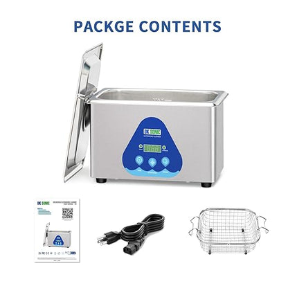 DK SONIC Ultrasonic Cleaning Machine-Ultrasonic Jewelry Cleaner with Digital Timer and Basket, Sonic Cleaner for Jewelry, Ring, Eyeglasses, Watchband, Coins (900ML, 110V)