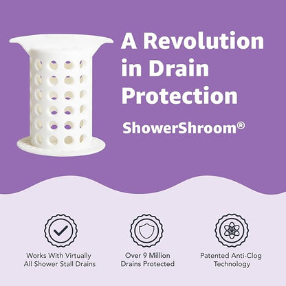 ShowerShroom the Revolutionary 2" Stand-Up Shower Stall Drain Protector Hair Catcher/Strainer, White
