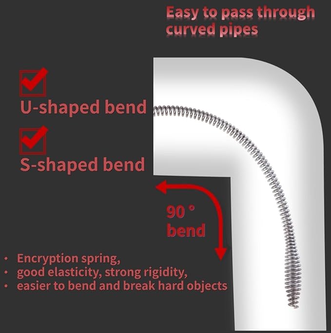 9.8 FT Drill Drain Snake,Sink Unclogging Tool That Can Be Connected To An Electric Drill, Hair Catcher Drain Snake,Drain Auger Drill Attachment,Drill Snake For Plumbing