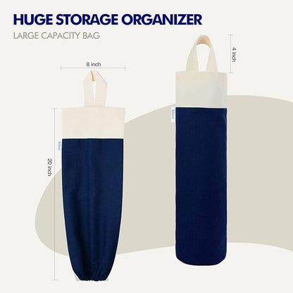 Plastic Bag Holder, Wall Mount Grocery Bag Holder for Plastic Bags Storage, Cotton Shopping Garbage Sack Organizer, Large Trash Bag Dispenser for Home Kitchen Decor