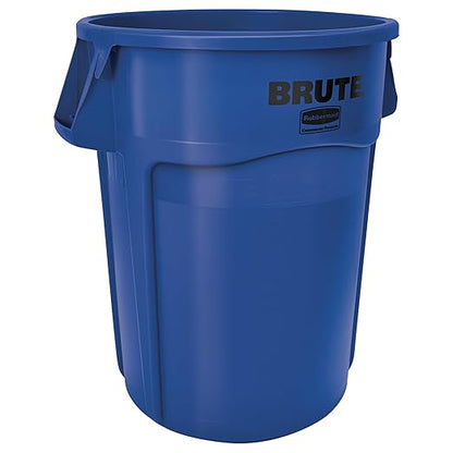 Rubbermaid Commercial Products BRUTE Heavy-Duty Round Trash/Garbage Container, 44-Gallon, Blue, for Landscapers/Construction Sites/Restaurants/Back of House/Offices/Warehouses/Commercial Environments