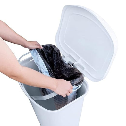 Glad 13 Gallon Trash Can with Clorox Odor Protection, 2 Pack | Plastic Kitchen Waste Bin | Hands Free with Step On Foot Pedal and Garbage Bag Rings, White