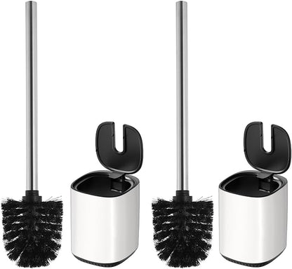Toilet Brush and Holder Set Toilet Bowl Brush Stainless Steel Automatic Open lid Toilet Bowl Cleaner Brush Set Toilet Scrubber Kit Toilet Cleaning Brush for Bathroom