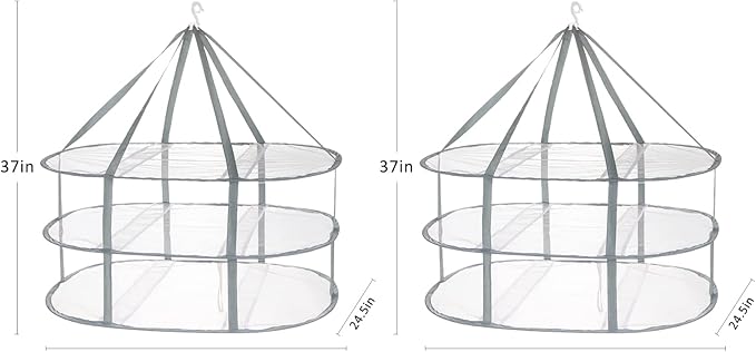 2 Pack 3-Tier Folding Mesh Clothes Hanging Dryer, Sweater Drying Rack, Large Laundry Drying Rack, Lay fold Flat Dry Hanger, Mesh Clothes Hanging Dryer - XL(3Tier)+XL(3Tier)