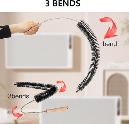 Dryer Vent Cleaning Brush - Lint Removal Cleaner Tool, LongFlexible with Wood Handle 2Pcs