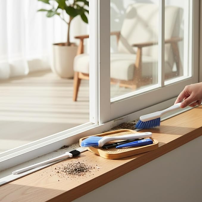 Window Groove Cleaning Tool Set, Narrow Track Cleaner for Sliding Doors & Car Seals, 1.2-Inch Width