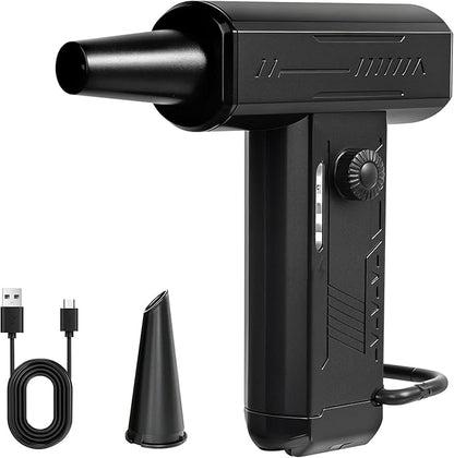 Compressed Air Duster, 4 Gear Adjustable180000RPM Super Power Electric Air Dusters Rechargeable Cordless Air Blower with LED Light for Keyboard, Car (Black)