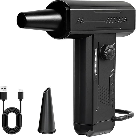 Compressed Air Duster, 4 Gear Adjustable180000RPM Super Power Electric Air Dusters Rechargeable Cordless Air Blower with LED Light for Keyboard, Car (Black)