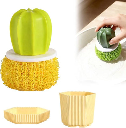 Comfort Grip Soap Dispensing Kitchen Scrub,Soap Dispensing Dish Brush,Replaceable Cleaning Brush,Dispenser has Non Slip Handle for Cleaning Dishes, Pots, Pans,Sinks (C)