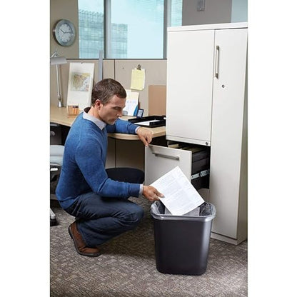 Rubbermaid Commercial Products Wastebasket/Trash Can, 7-Gallon/28-Quart, Black, Plastic, for Bedroom/Bathroom/Office, Fits Under Desk/Sink/Cabinet, Pack of 4