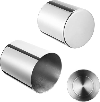2 Packs Silver Round Stainless Steel Pen Holder,Minimalist Mini Metal Vase,Desktop Stationery Organizer,Vacuum Plating Makeup Brush Holder