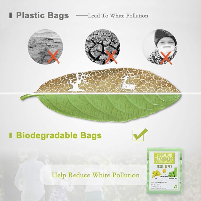 Jaoul Trash Bags 1.2 Gallon, Small Garbage Bags, Strong & Unscented Mini Trash Bags for Kitchen, Bathroom, Office, Restroom, Car, Black, 80 Counts