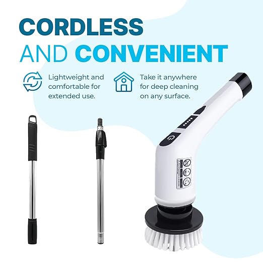 PURSONIC Cordless Rechargeable Power Scrubber Brush with 7 Heads - Extendable & Versatile for Effortless Cleaning