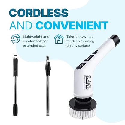PURSONIC Cordless Rechargeable Power Scrubber Brush with 7 Heads - Extendable & Versatile for Effortless Cleaning