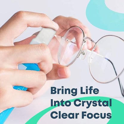 Sparkle Anti-Reflective Safe Gel Lens Cleaner & Repair Kit – (2) 2oz Glasses Cleaner Spray, (2) Microfiber Cloth & Keychain Screwdriver for Eyeglasses, Lenses & Screens (5 Piece Set)