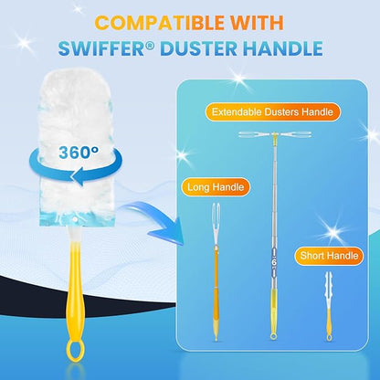 40 Pack Duster Refill for Swiffer® Duster, 360°Heavy Duty Duster Refills Kit, Strong Electrostatic Adsorption Technology, Suitable for Furniture, Curtains, Offices and Other Scenes with 1 Short Handle