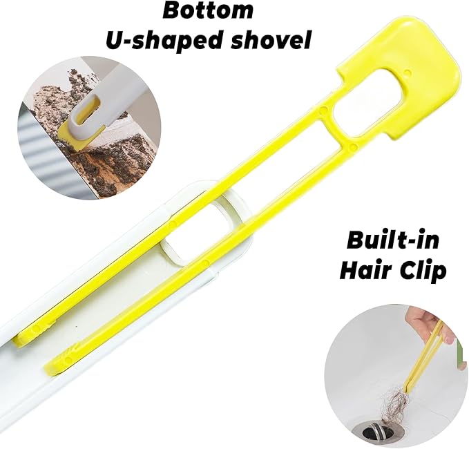 White Grout Brush, Crevice Cleaning Brush with 360° Swivel Head 3-in-1 Tool(1 Pack)