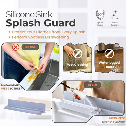Extra Wide Silicone Sink Splash Guard 23” – Bright Gray- Large