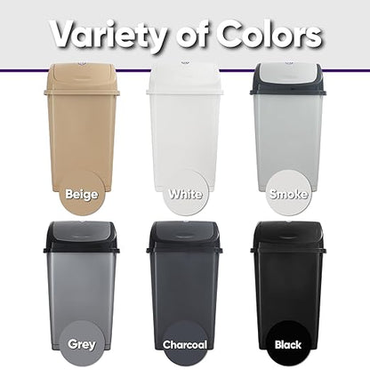 Superio Kitchen Trash Can 13 Gallon with Swing Lid, Plastic Tall Garbage Can Outdoor and Indoor, Large 52 Qt Recycle Bin and Waste Basket for Home, Office, Garage, Patio, Restaurant (White)