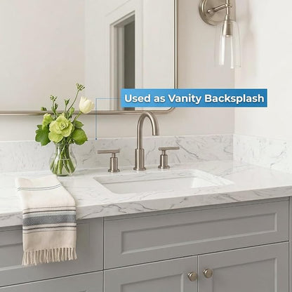 Bathroom Vanity Sink Backsplash/Sidesplash (Engineered Carrara Marble, 4" x 36")