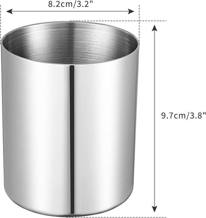 2 Packs Silver Round Stainless Steel Pen Holder,Minimalist Mini Metal Vase,Desktop Stationery Organizer,Vacuum Plating Makeup Brush Holder