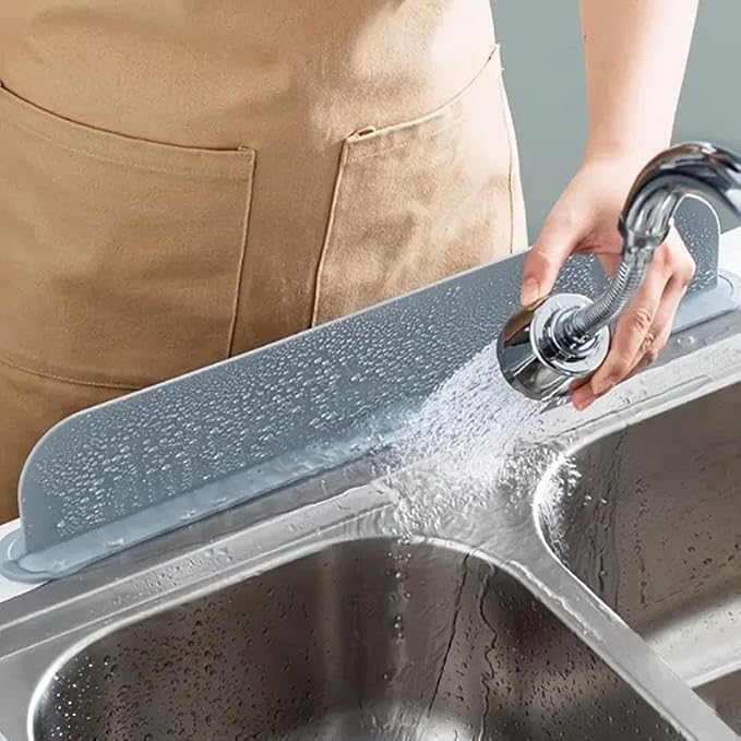 Sink Splash Guard - Water Splash Guard for Kitchen, Island and Bathroom -Secure Non-Slip Suction Cup Base - Dishwasher Safe, Sink Protectors for Kitchen Sink, Gray