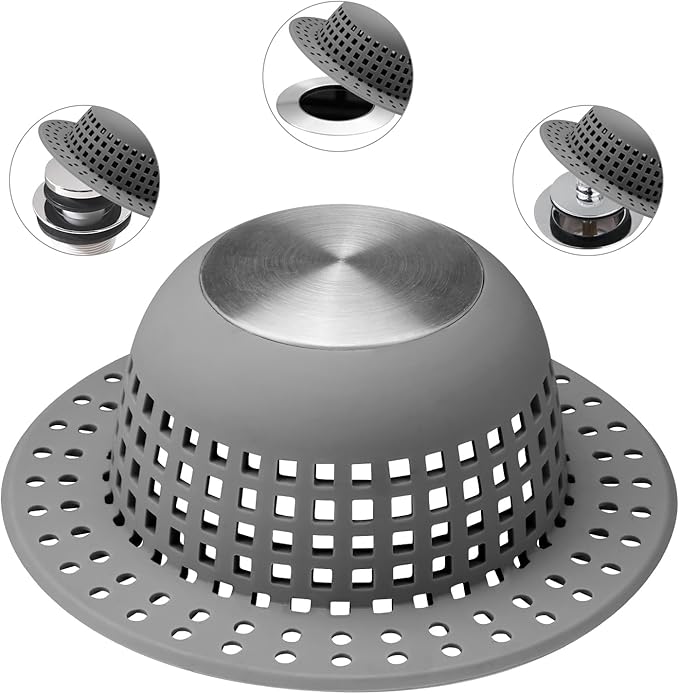 Aluvor Shower Drain Hair Catcher, Bathtub Drain Cover Foldable Silicone Shower & Tub Protector for Pop-Up & Regular Drains