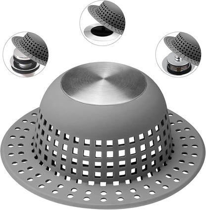 Aluvor Shower Drain Hair Catcher, Bathtub Drain Cover Foldable Silicone Shower & Tub Protector for Pop-Up & Regular Drains