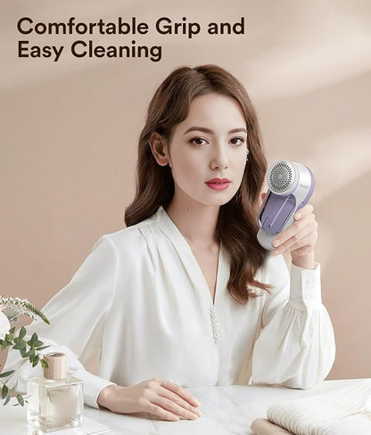Fabric Shaver Rechargeable, Electric Lint Remover & Pill Remover for Clothes, USB-C Sweater Shaver with 6-Leaf Blade Depiller, Removes Fuzz Pills Bobbles from Cashmere Fleece Couch Furniture